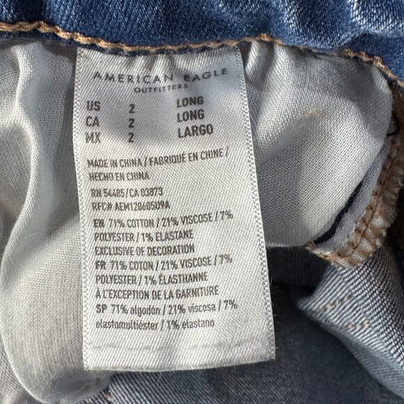 American Eagle SZ 2 LONG Hi-Rise Jeggings Jeans Distressed Rips Stretch Zip-Fly - Picture 11 of 12